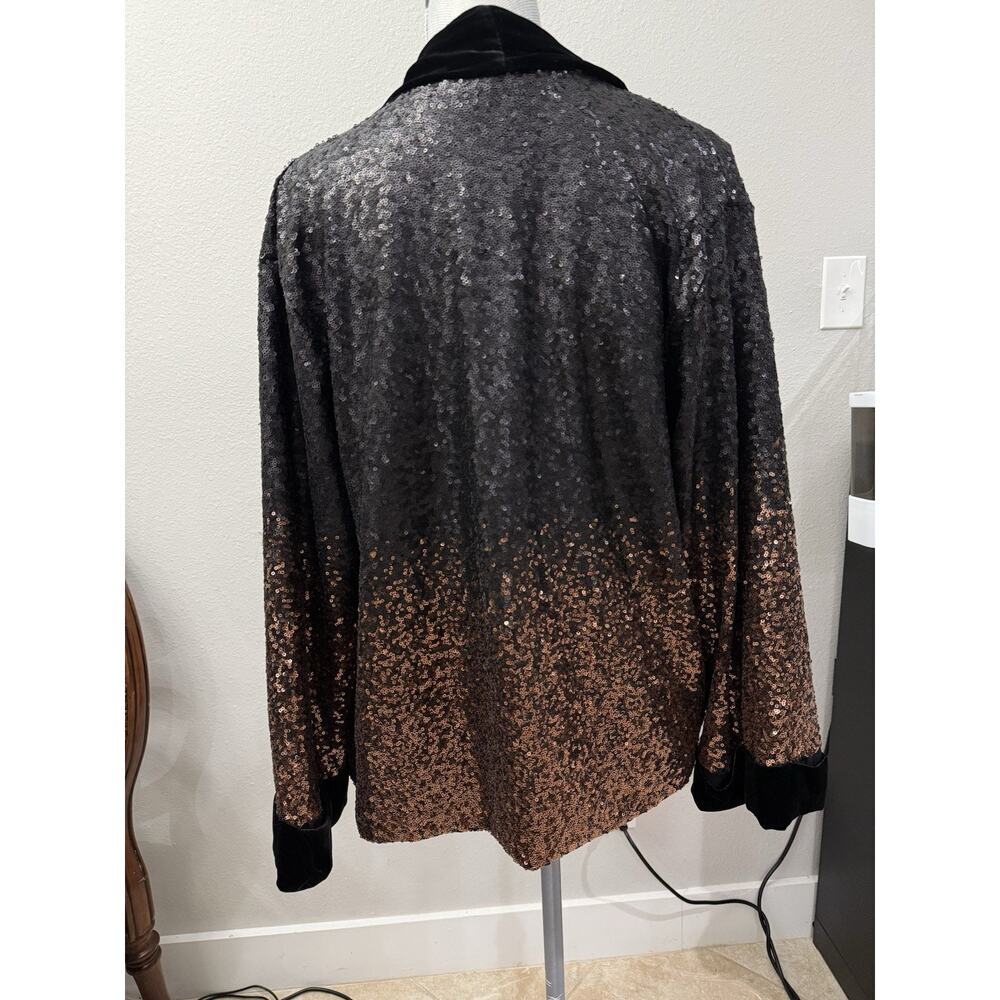 NWT Johnny Was Sequin Dorian Kimono M Black Velvet Trim - Picture 3 of 5